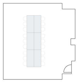 Small room layout featuring a central conference table.