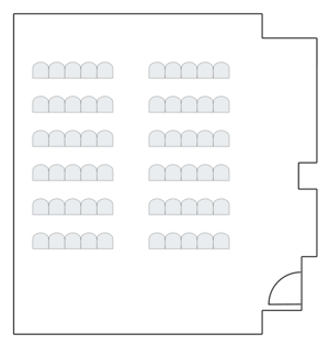 Small room setup with theater-style seating arrangement.