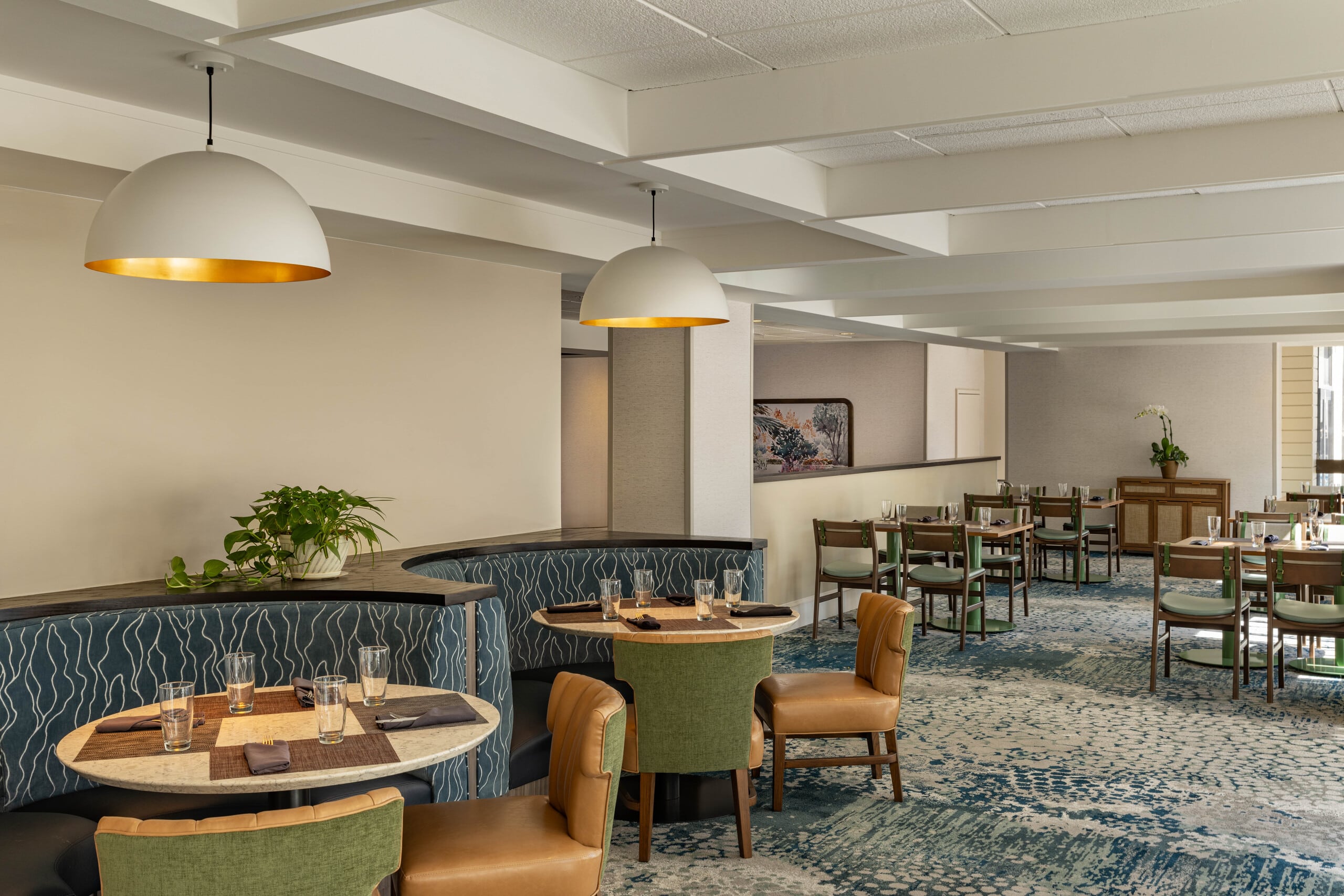 Restaurant seating area.